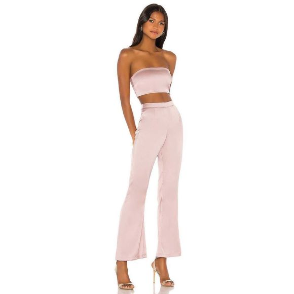 Pants - superdown Evelina Satin Two Piece Bandeau Pant Set